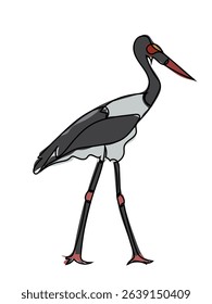 Stork in continuous line drawing on a white background.