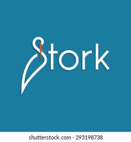 stork crane logo sign emblem on blue background vector illustation