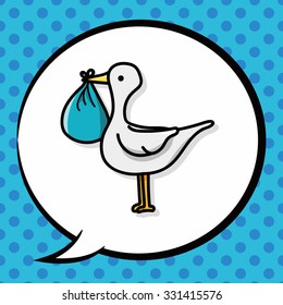 Stork doodle, speech bubble