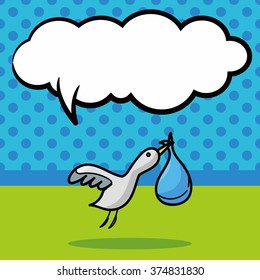 Stork doodle, speech bubble