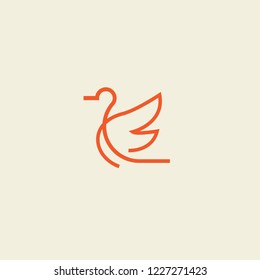 Stork or Duck Fly Logo Design Template - Vector