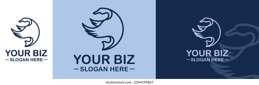 Stork or Duck Fly in monoline style Logo Design