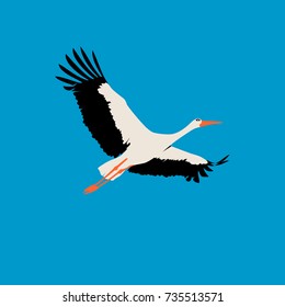 Stork in flat style
