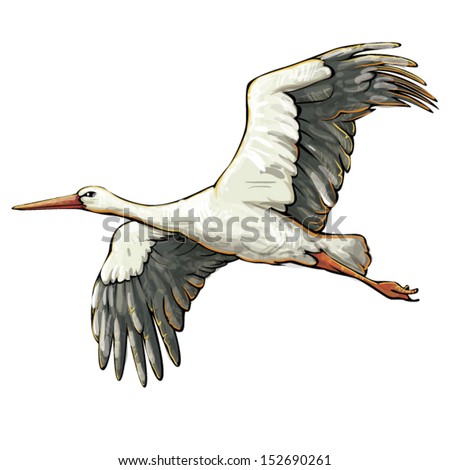 Similar – Image, Stock Photo A stork flies over a harvested field