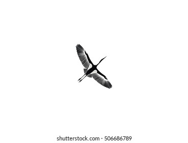 stork fly vector icon logo