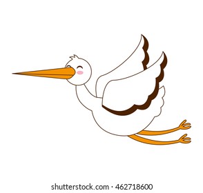 stork flying isolated icon vector illustration graphic