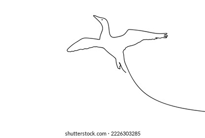 Stork flying in line art style. Vector continuous line drawing of Stork. Stork in a linear minimalist style.