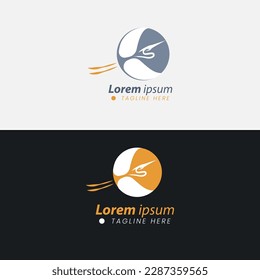 Stork flying logo design vector