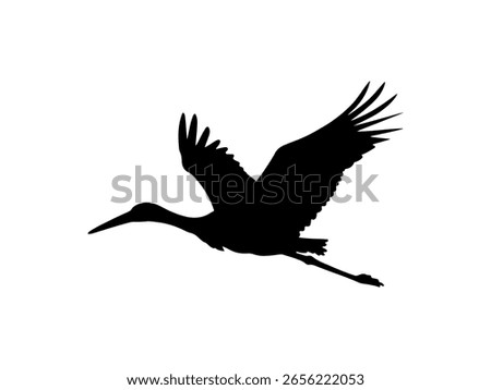 Stork flying silhouette vector flat illustration design. 