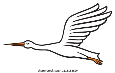 stork flying vector illustration