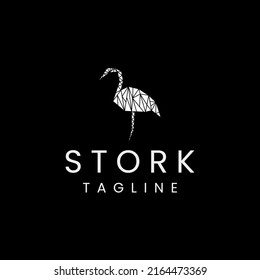 Stork geometric polygonal logo vector icon design template