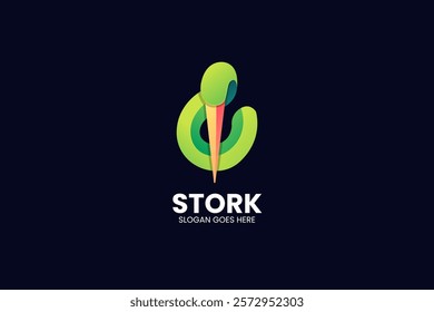 Stork Gradient Colorful Logo. Vector Illustration