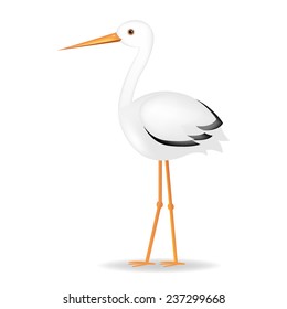 Stork With Gradient Mesh, Vector Illustration
