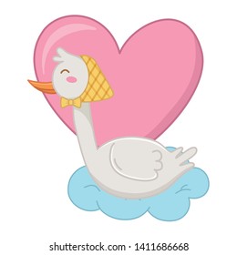 stork with heart vector illustration