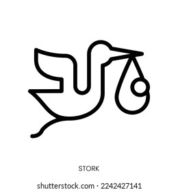 stork icon. Line Art Style Design Isolated On White Background