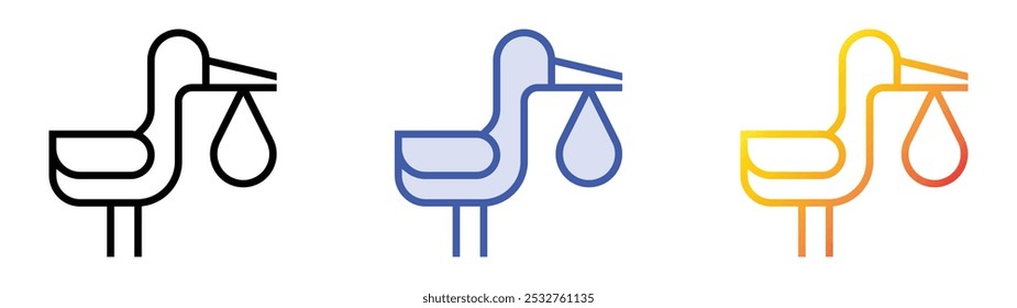 ícone do stork. Design de estilo linear, preenchimento azul e gradiente isolado em plano de fundo branco