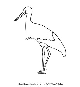 Stork icon in outline style isolated on white background. Bird symbol stock vector illustration.