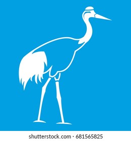 Stork icon white isolated on blue background vector illustration