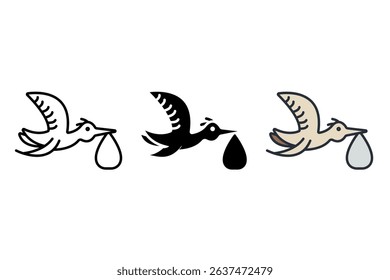 stork icons isolated on White Background. Flat style design