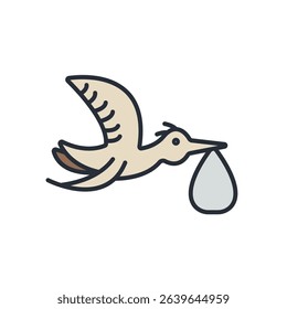 stork icons isolated on White Background. Flat style design