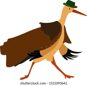 Stork, illustration, vector on white background.