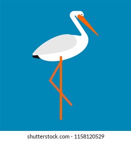 Stork isolated. Bird with long legs. Vector illustration

