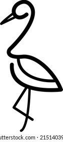 Stork line art illustration, icon, logo, and cartoon vector