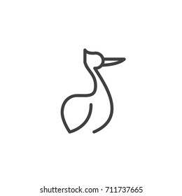 Stork line icon, outline vector sign, linear style pictogram isolated on white. Symbol, logo illustration. Editable stroke