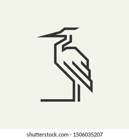 stork line logo sign - design vector