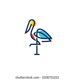 stork logo colorful line art monoline outline vector illustration download