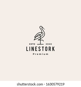 stork logo colorful line art monoline outline vector illustration hipster retro vintage