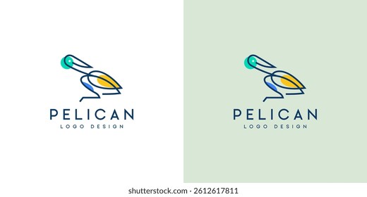 stork logo colorful line art monoline outline vector illustration download