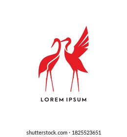 Stork logo design, crane bird, creative logo design inspiration