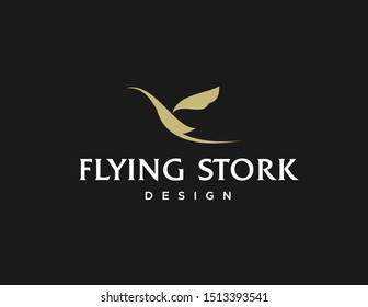 Stork logo design. Flat style symbol. Simple modern logo vector.