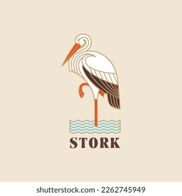 Stork logo design template. Vector illustration.