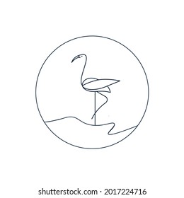 stork logo, flamingo logo vector, animal logo vector black and white design