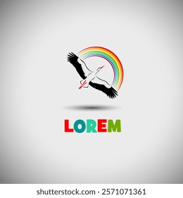 Stork logo hand drawn. Not AI, Vector illustration.