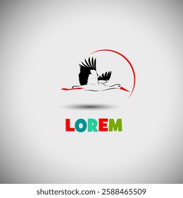 Stork logo hand drawn. Not AI, Vector illustration.