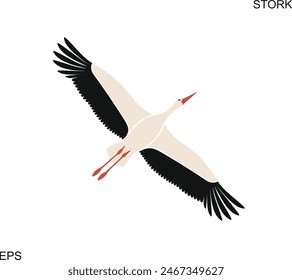 Stork logo. Isolated stork on white background