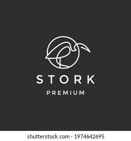 stork logo line art vector on black background