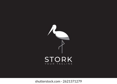 Stork logo silhouette design, vector illustration of stork simple abstract logo design