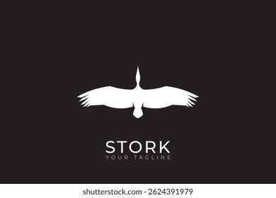 Stork logo silhouette design, vector illustration of stork simple abstract logo design
