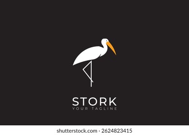 Stork logo silhouette design, vector illustration of stork simple abstract logo design