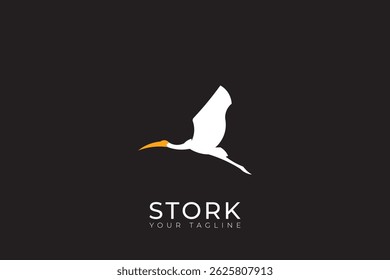 Stork logo silhouette design, vector illustration of stork simple abstract logo design