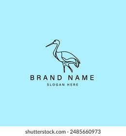 stork logo vector icon illustration design template line art style with  background