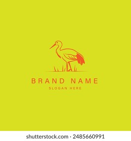 stork logo vector icon illustration design template line art style with  background