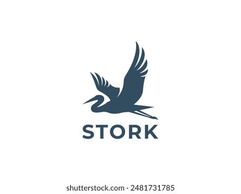 stork logo vector illustration. flying stork logo template