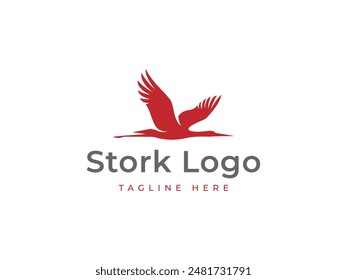 stork logo vector illustration. flying stork logo template