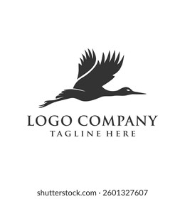 Stork logo vector illustration. flying stork logo template, Beautiful flying bird