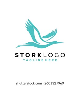 Stork logo vector illustration. flying stork logo template